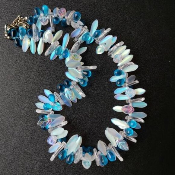 Hand made Czech Glass Bead Necklace Turquoise - Picture 1 of 2